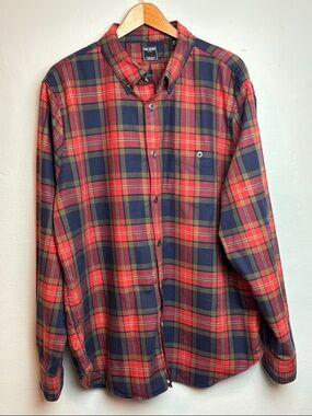 Todd Snyder Men’s XXL Red Navy Plaid Button-Down Long-Sleeve Shirt